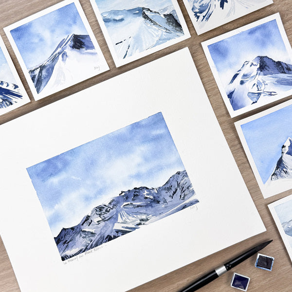 Massif du Mont-Blanc - Aquarelle originale