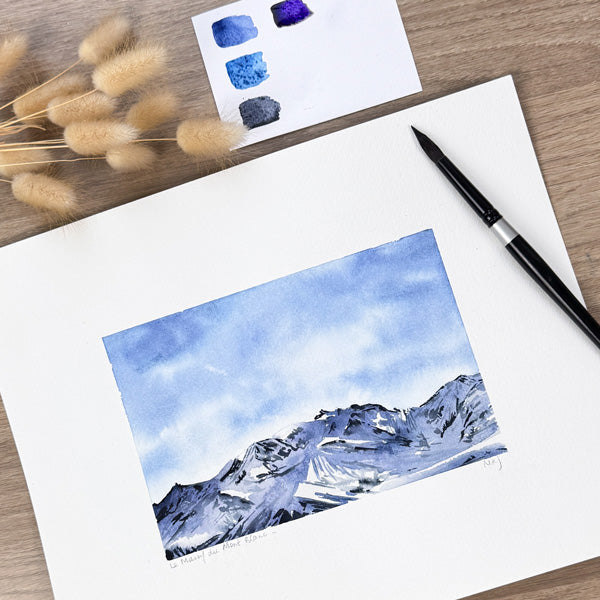 Massif du Mont-Blanc - Aquarelle originale