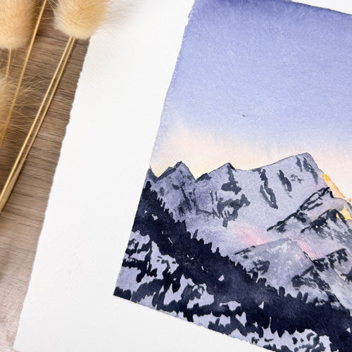 Mont-Blanc au soleil levant - Aquarelle originale