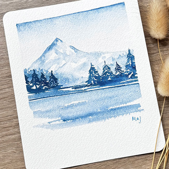 Monochrome bleu n°4 - Aquarelle originale