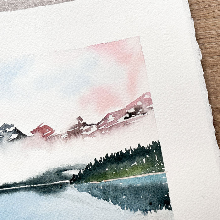 Aquarelle originale "Montagnes et reflets"