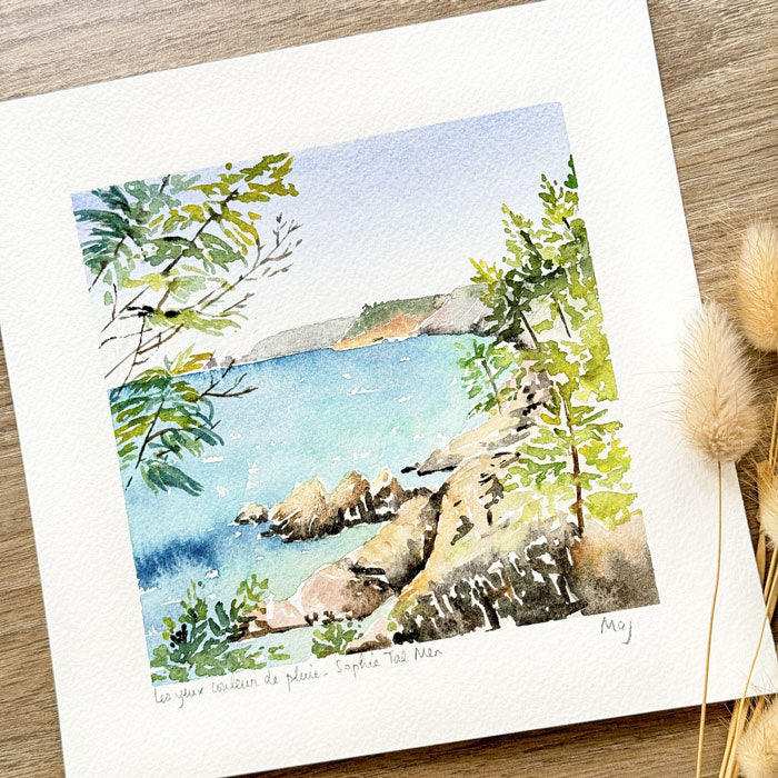 Aquarelle originale "Les Yeux couleur de pluie"