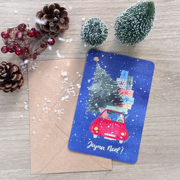 Carte Joyeux Noël et son enveloppe