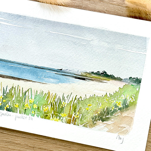 Aquarelle "Plage de Kerguelen"