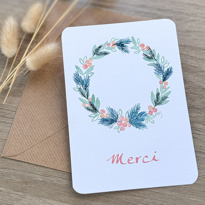 Carte Merci couronne et son enveloppe